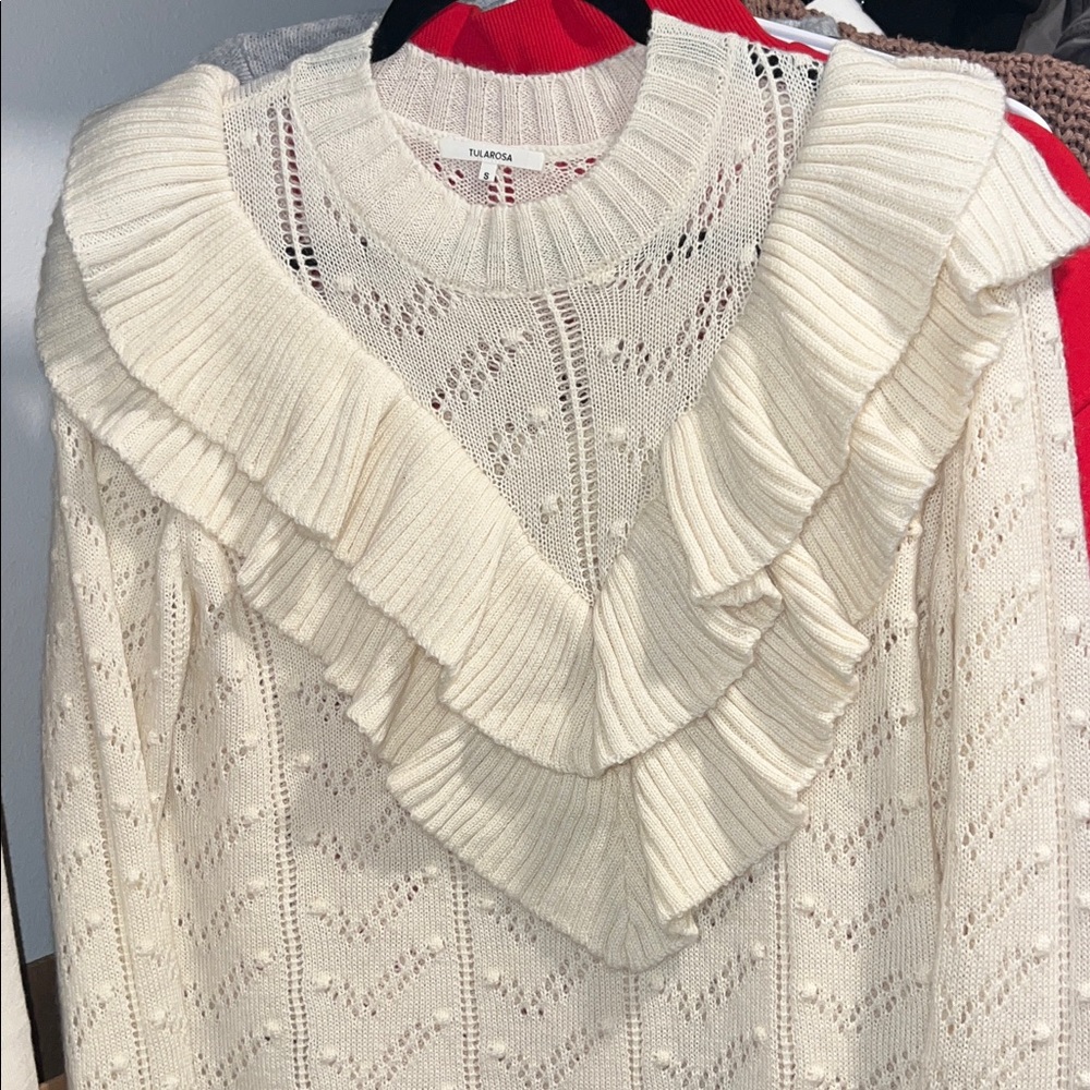 Tularosa Cream Ruffle Sweater - Picture 3 of 4